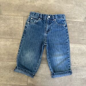 ADORABLE VINTAGE girls high rise denim jeans - roll up bottoms 24 months